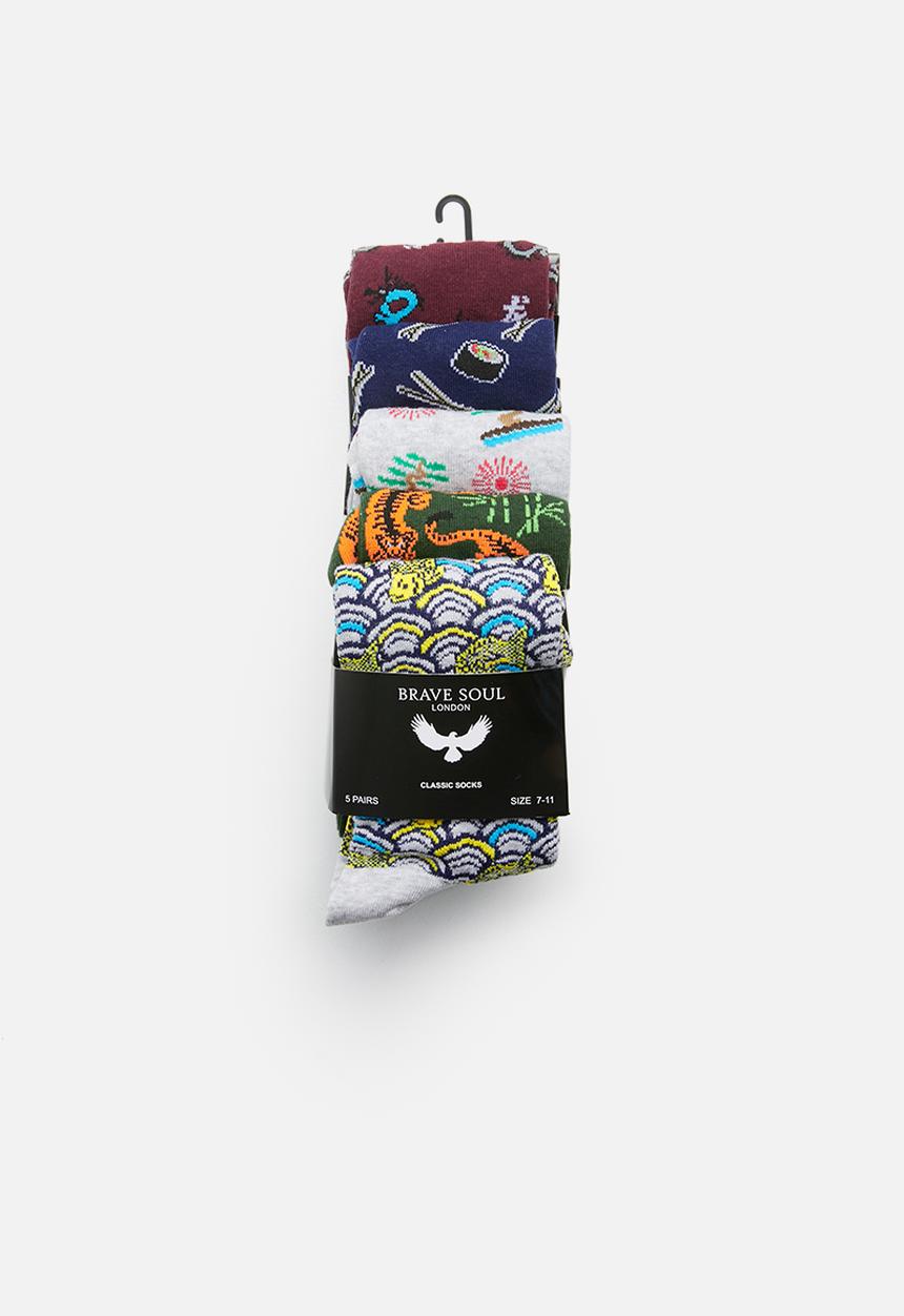 Brave Soul - China socks  5pk - multi