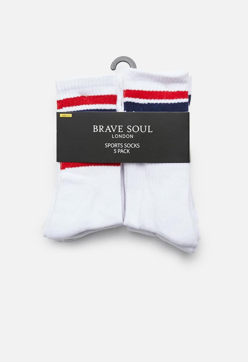Brave Soul - Goal socks 5pk- white