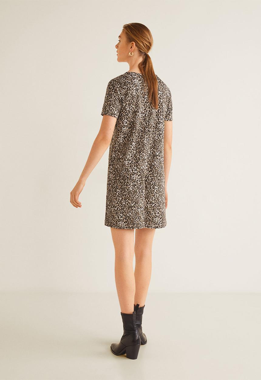 MANGO - Button through dress - brown & black 