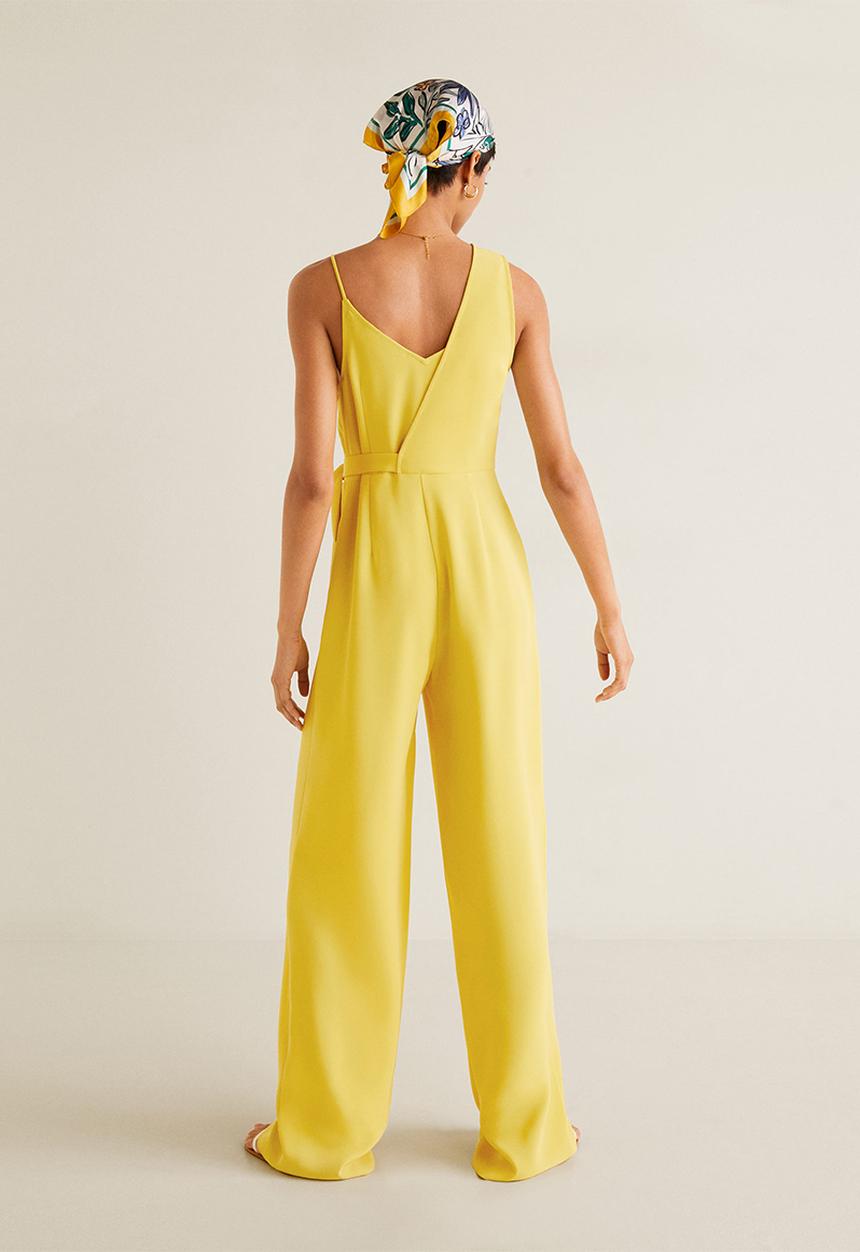 MANGO - Asymmetric long jumpsuit - yellow