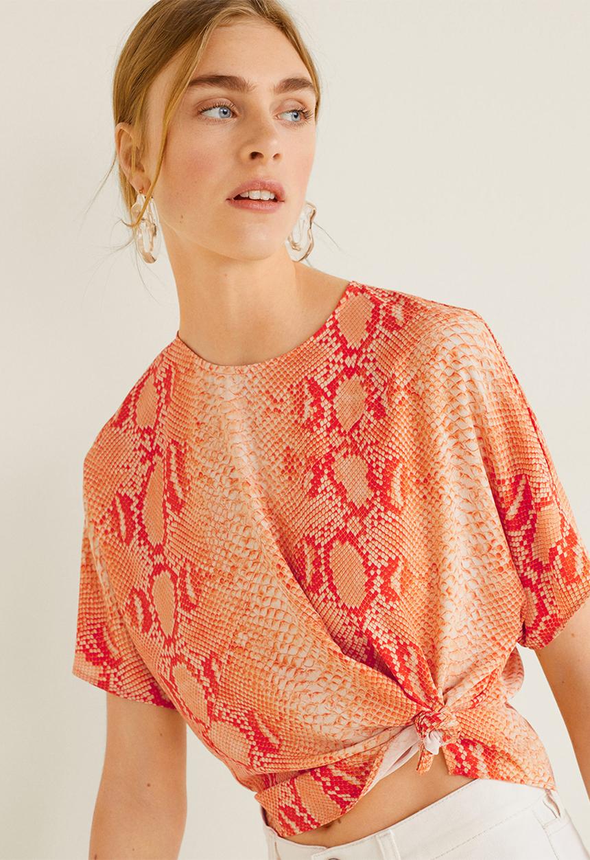 MANGO - Snake print blouse - orange