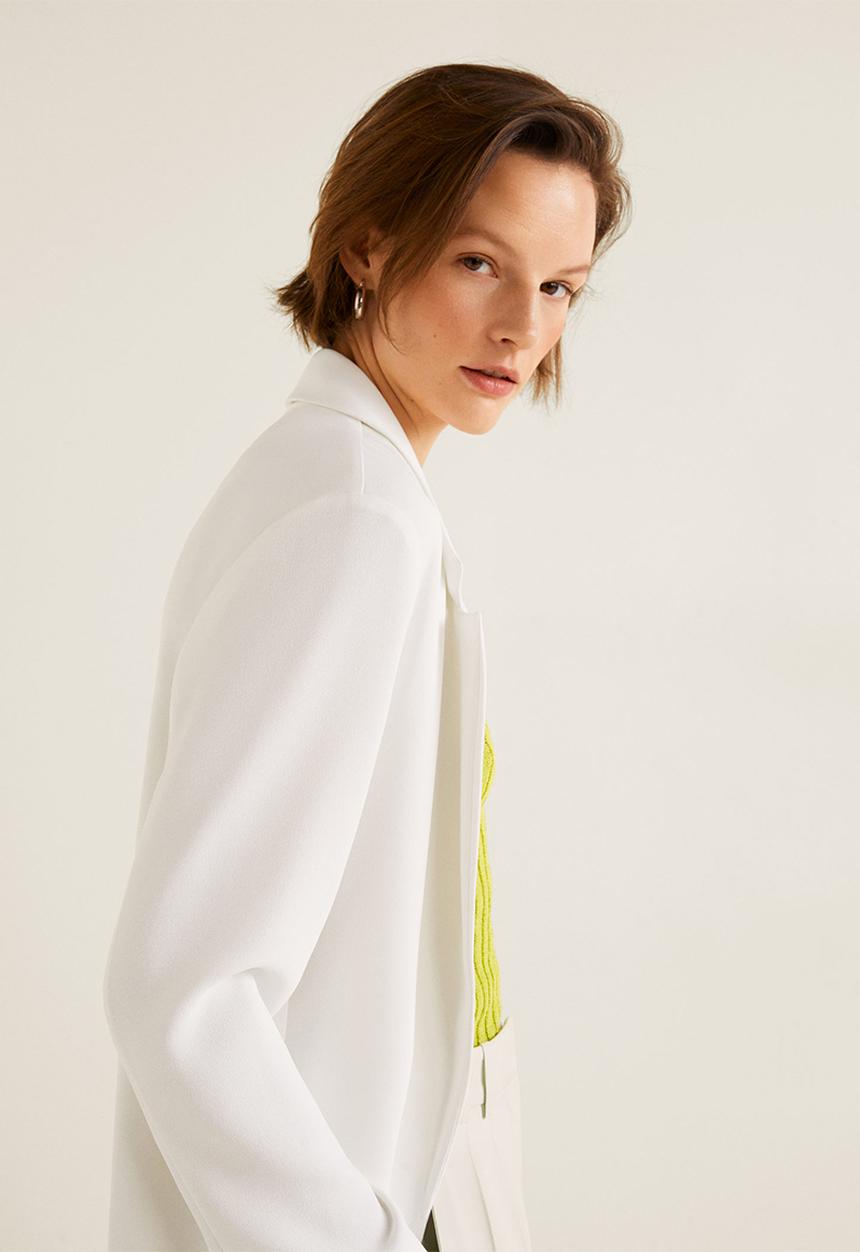 MANGO - Textured unstructured blazer - white