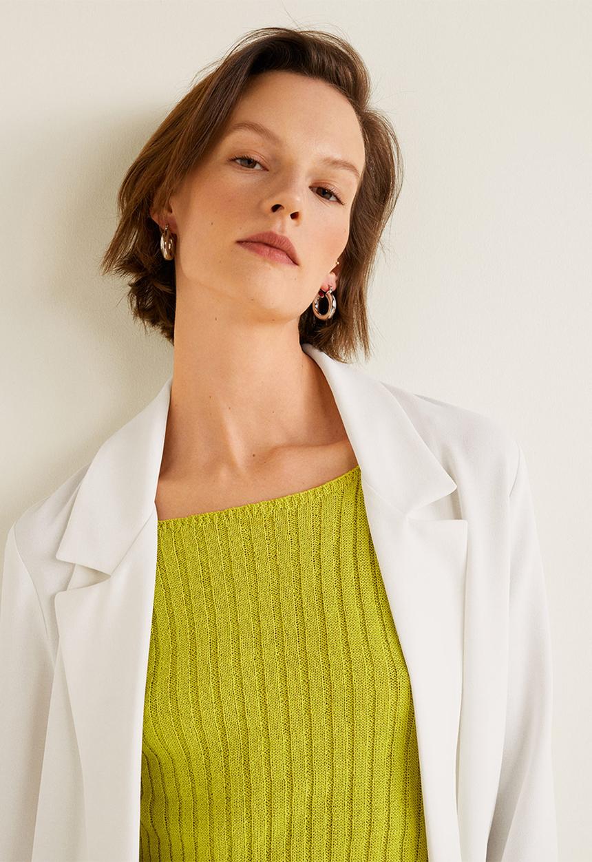 MANGO - Textured unstructured blazer - white