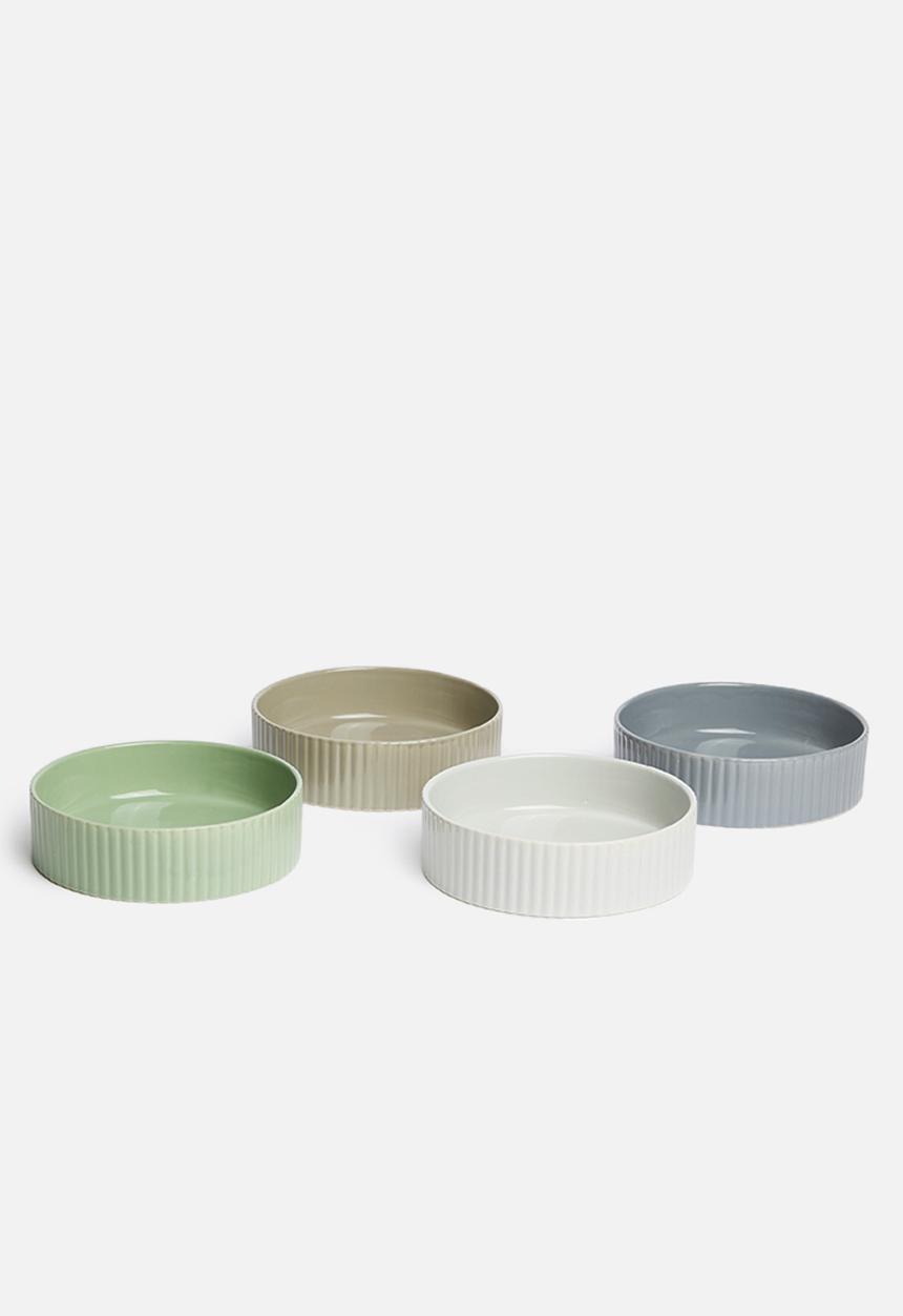 Excellent Houseware - Shallow stoneware bowls set of 4 - multi