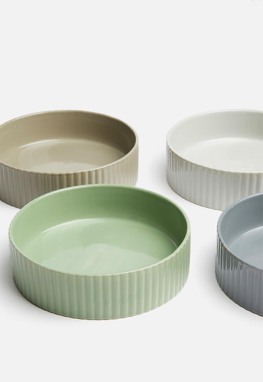 Excellent Houseware - Shallow stoneware bowls set of 4 - multi
