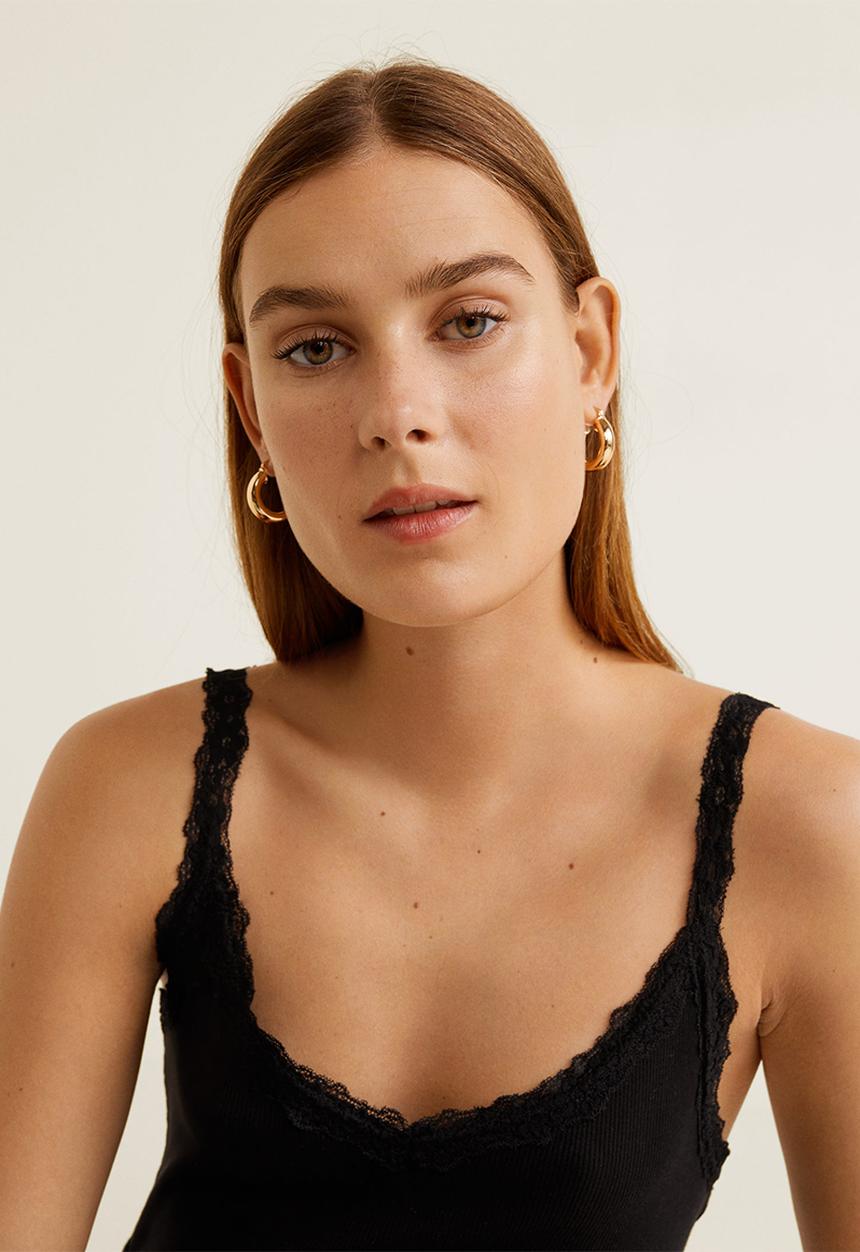 MANGO - Lace detail top - black