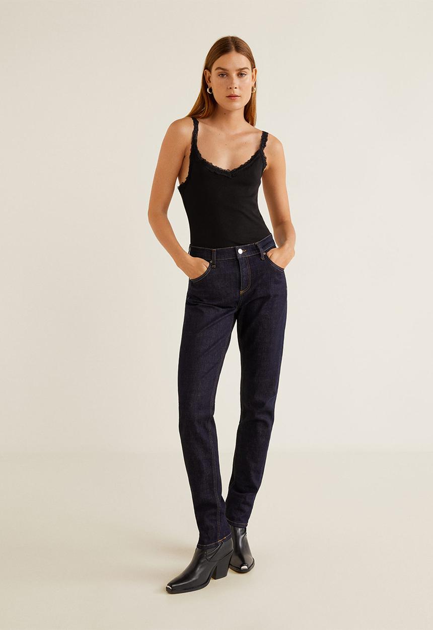 MANGO - Lace detail top - black