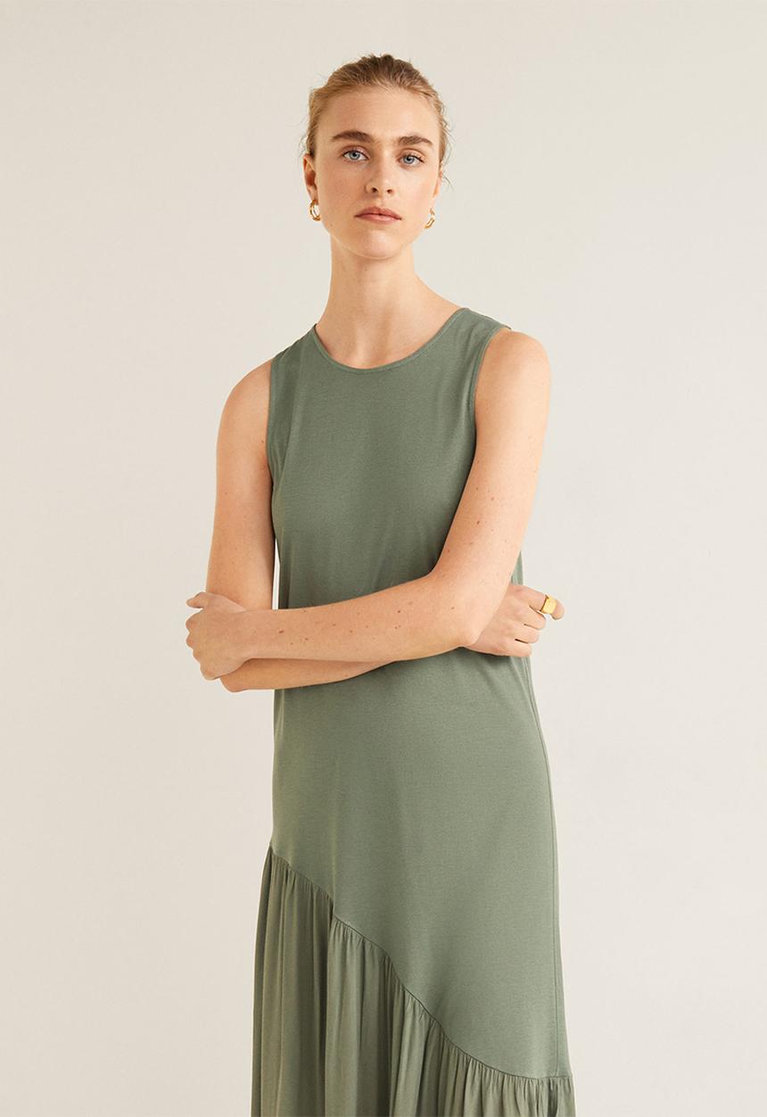 MANGO - Ruched detail maxi dress - khaki