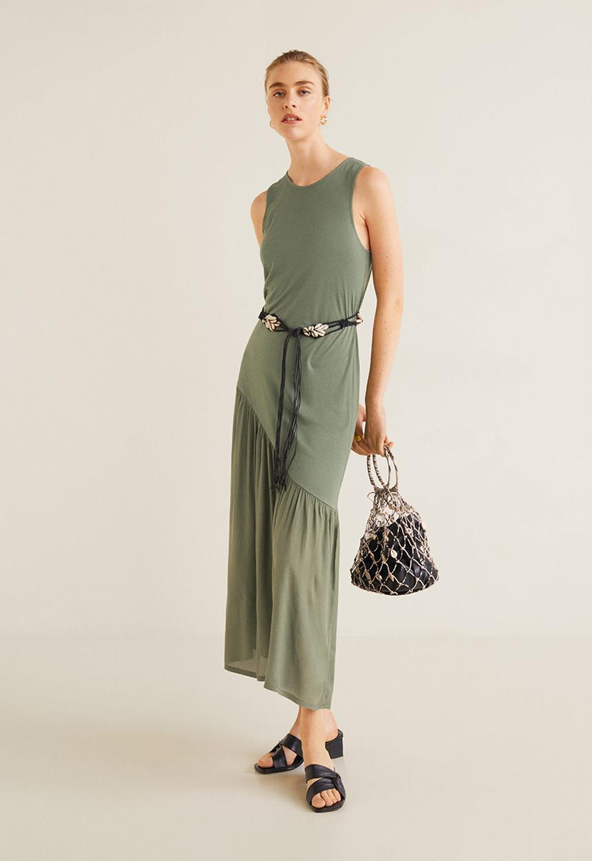 MANGO - Ruched detail maxi dress - khaki