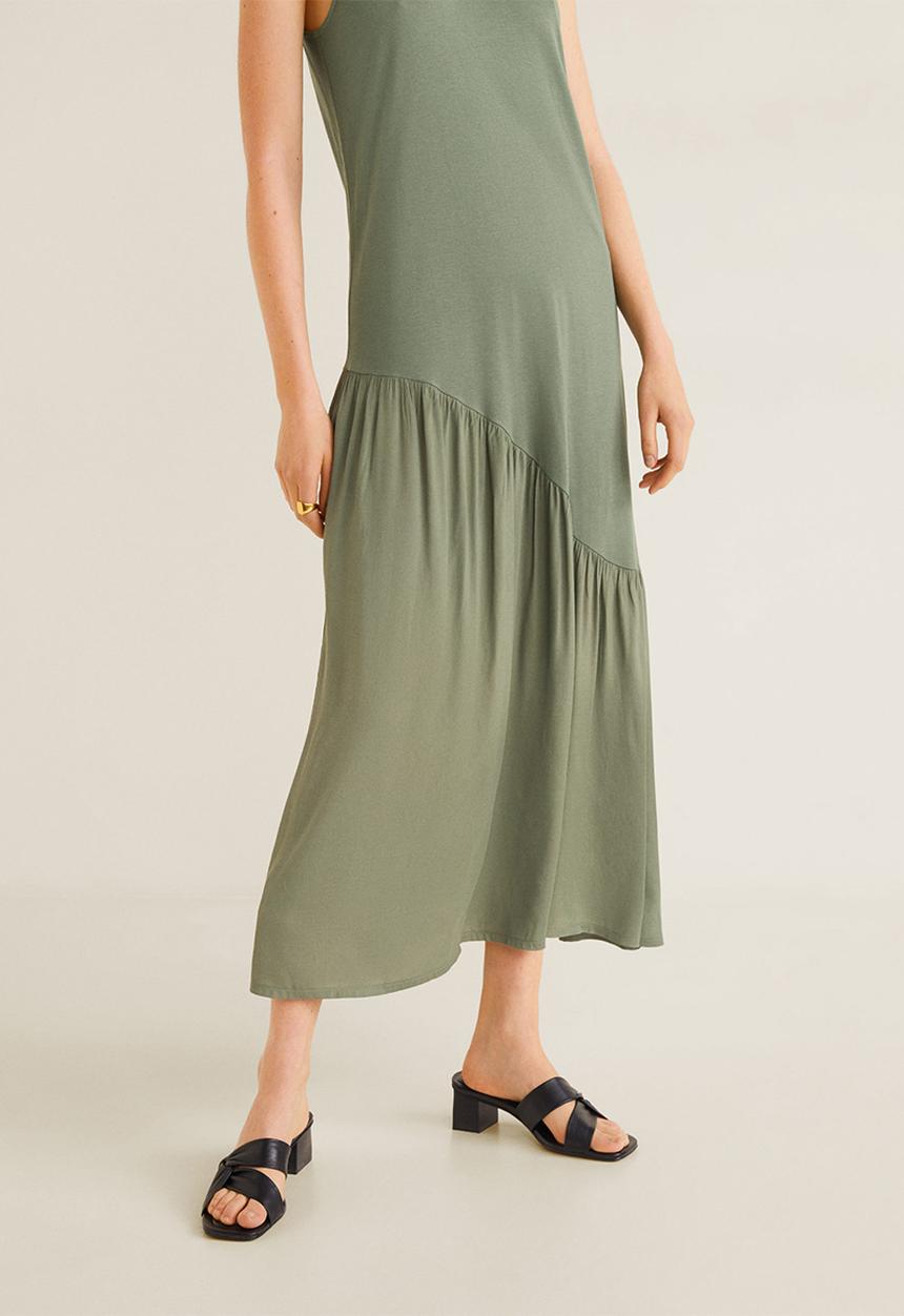MANGO - Ruched detail maxi dress - khaki