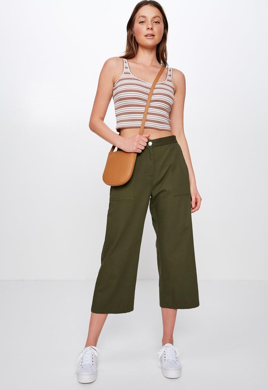 Cotton On - Dena strappy crop tank - neutral & white