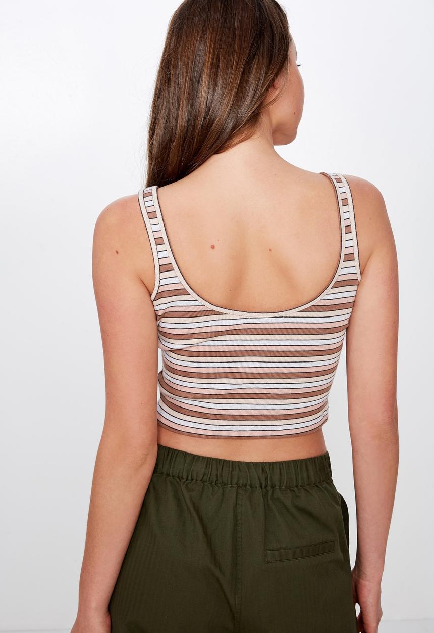 Cotton On - Dena strappy crop tank - neutral & white