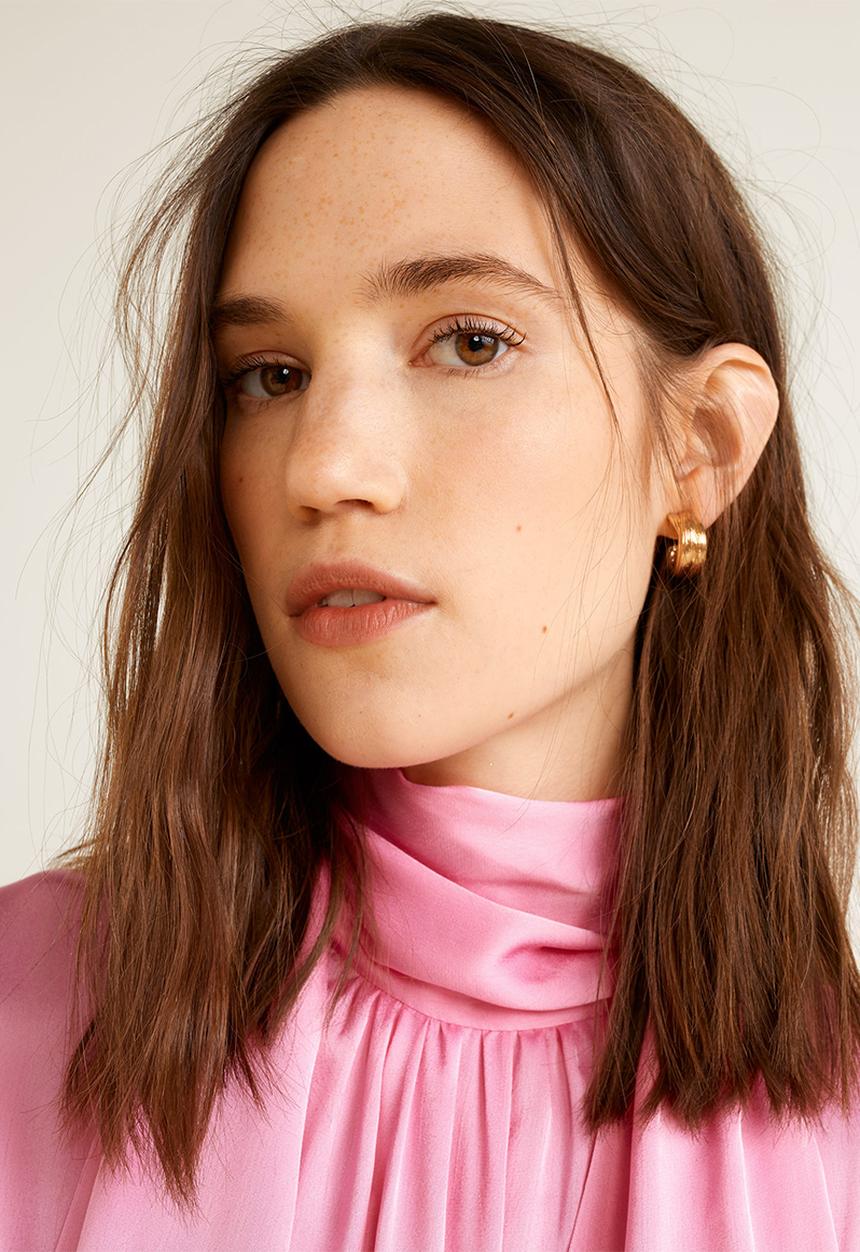 MANGO - Bow satin blouse - pink