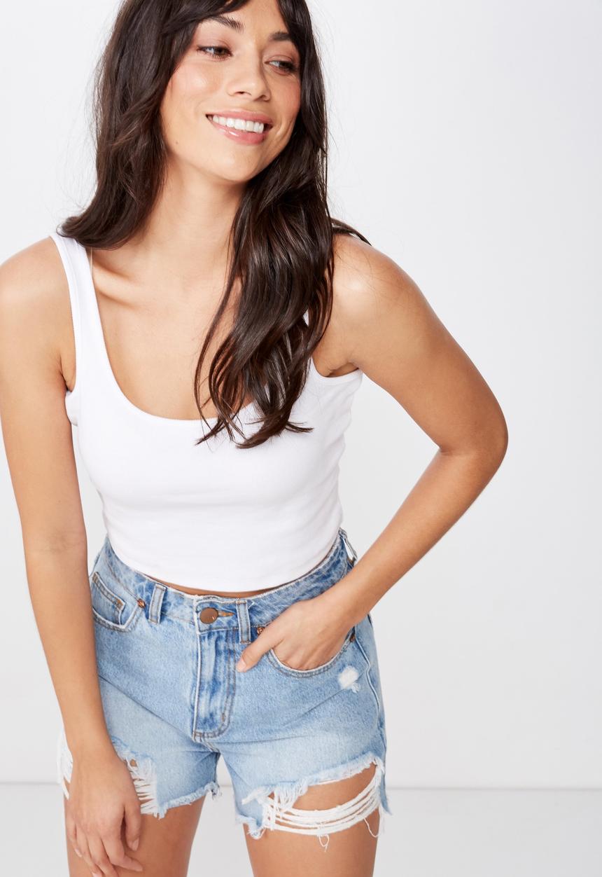 Cotton On - Dena strappy crop tank - white