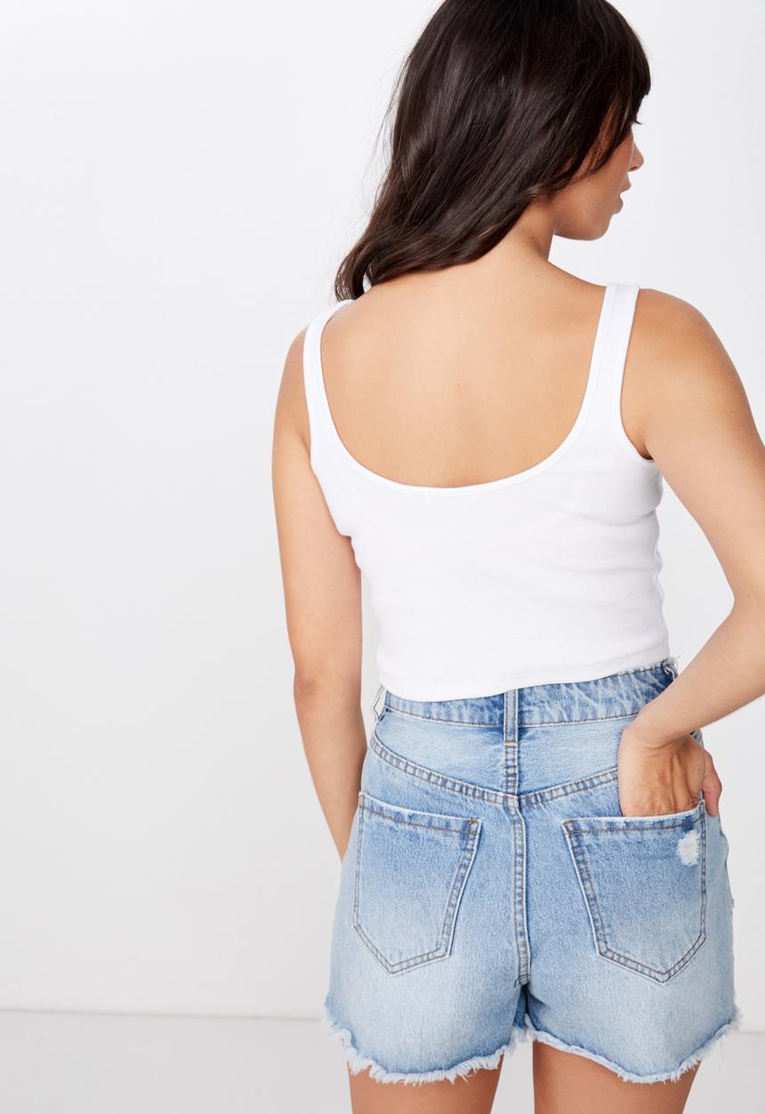 Cotton On - Dena strappy crop tank - white