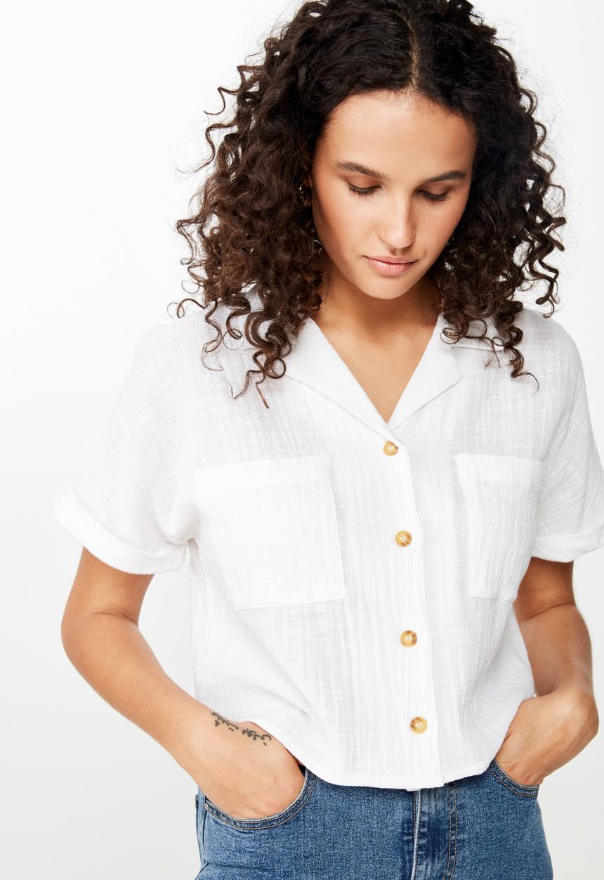 Cotton On - Erika short sleeve shirt - white
