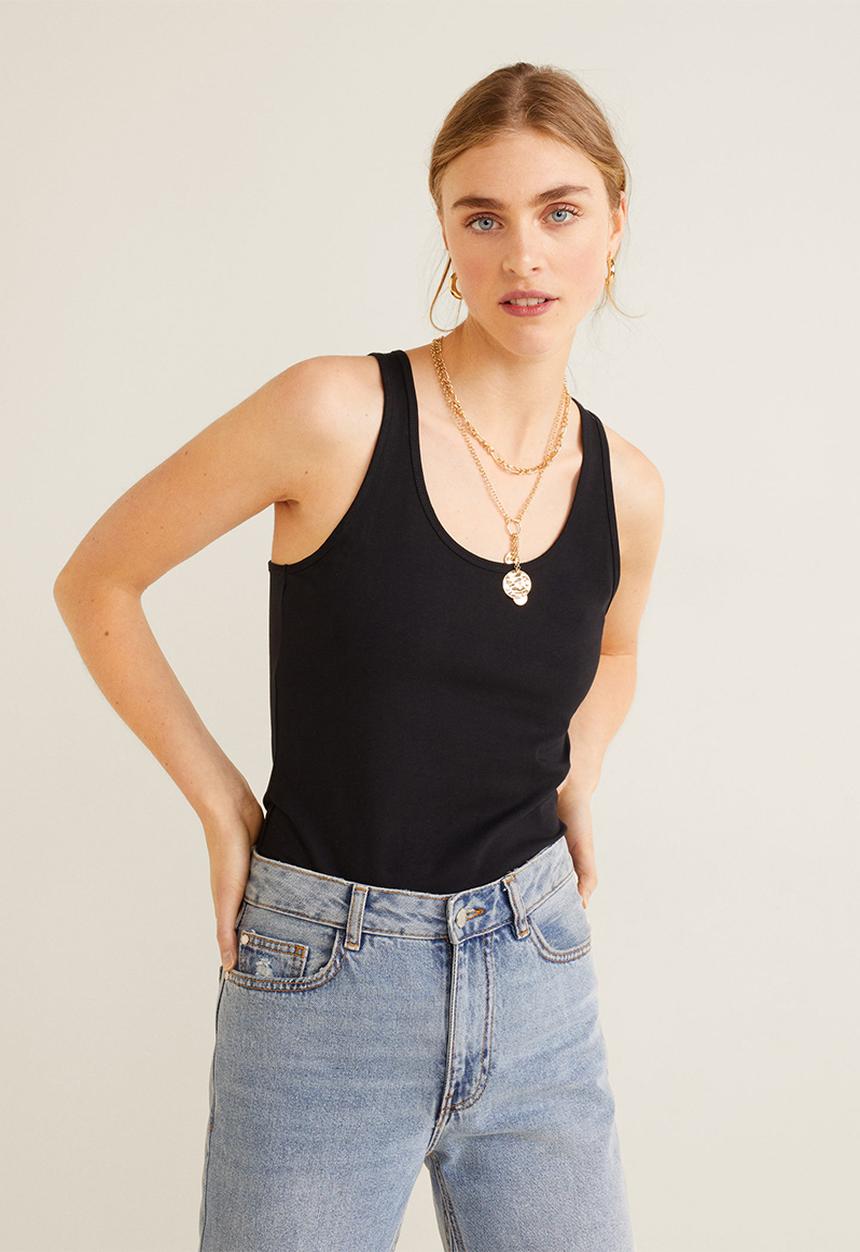 MANGO - Essential tank top - black