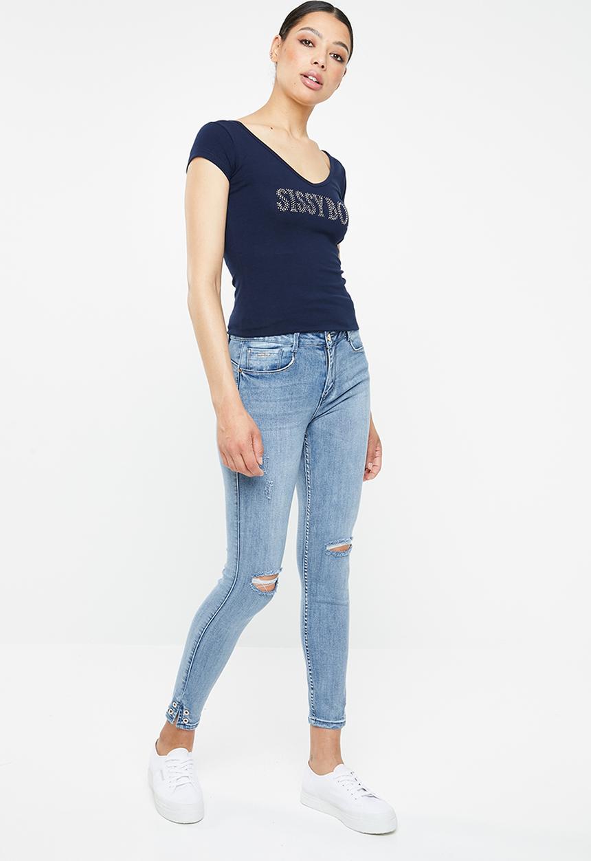 SISSY BOY - Axel skinny with hem eyelets - blue