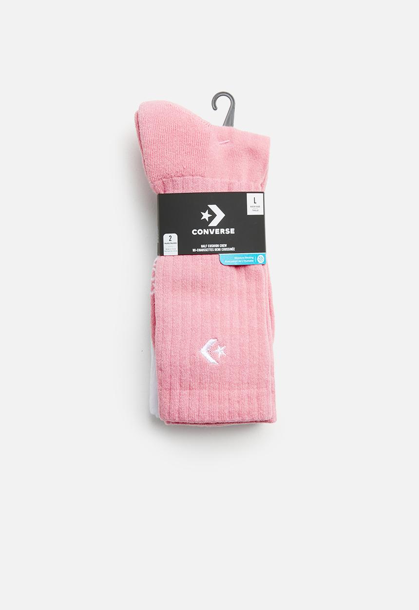 Converse - 2 Pack sport inspired crew - pink & white