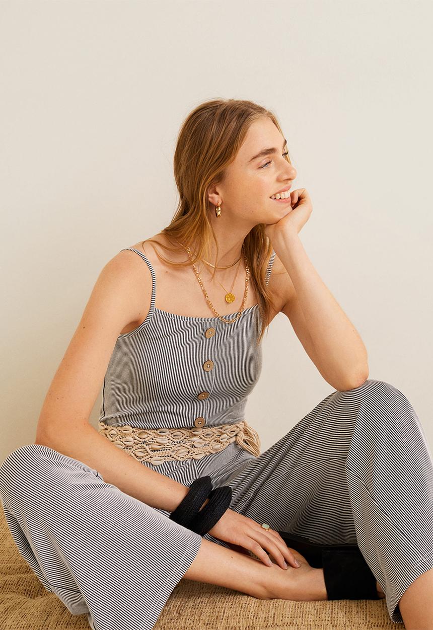 MANGO - Jumpsuit - navy & white 