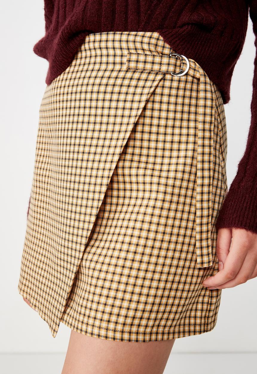Cotton On - Woven millie houndstooth skirt - yellow