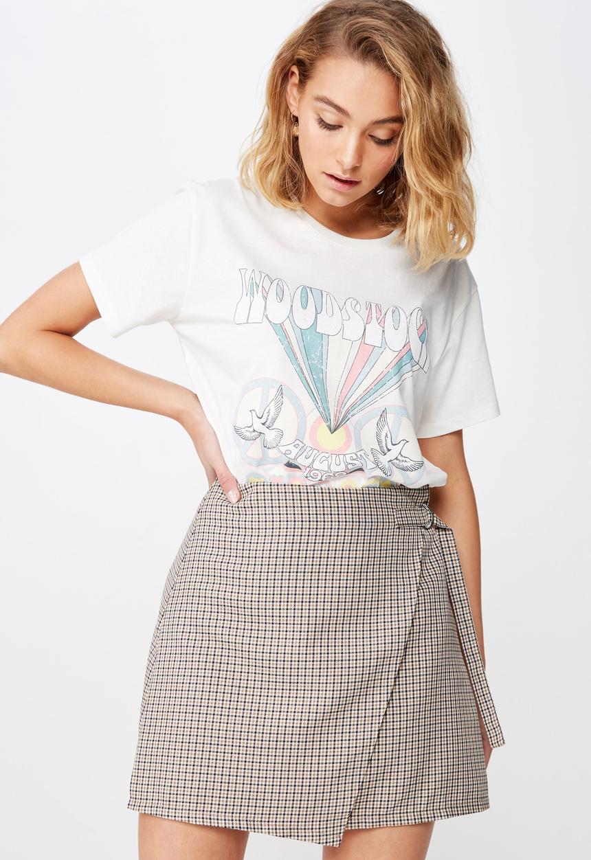 Cotton On - Woven millie houndstooth skirt - brown