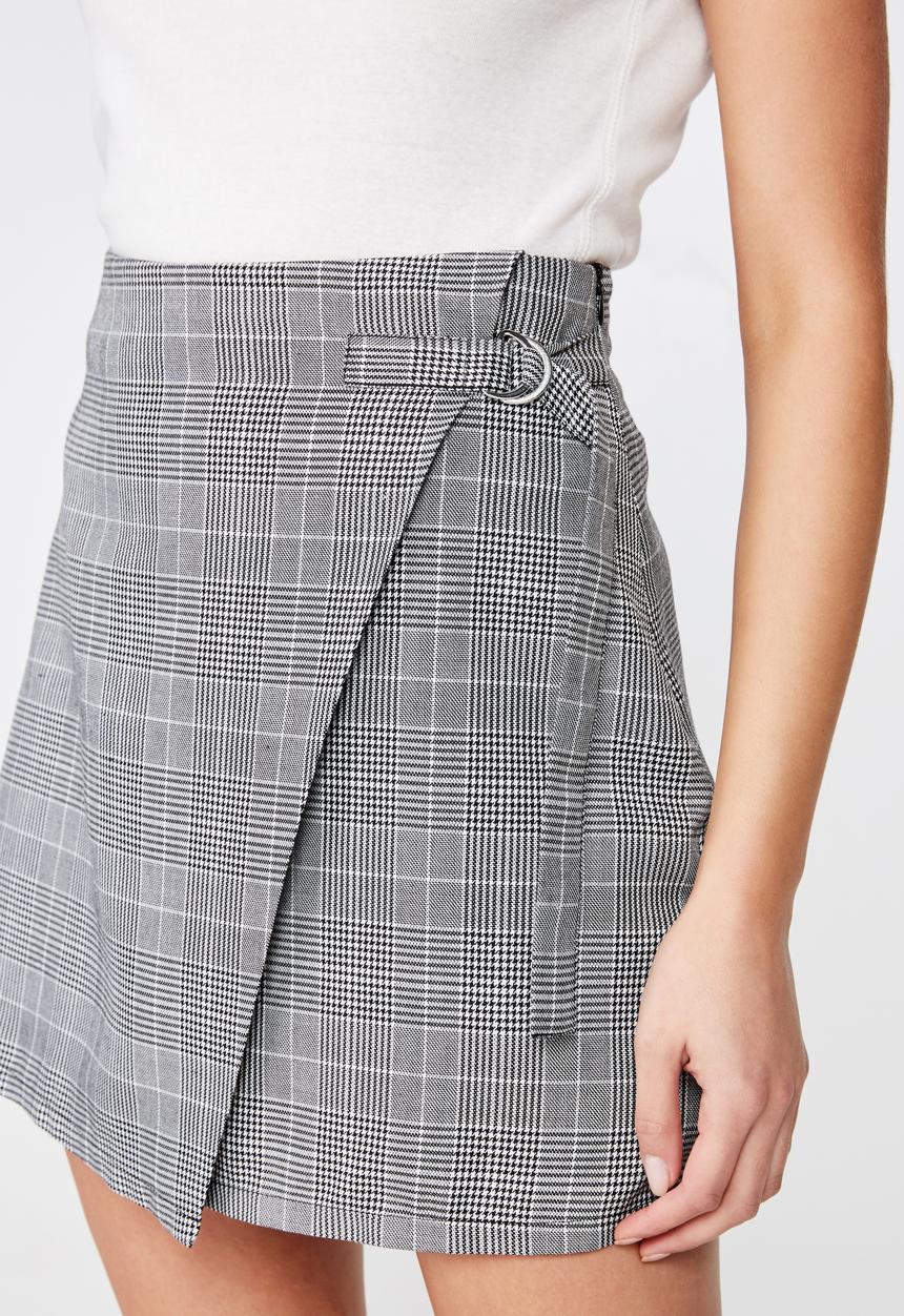 Cotton On - Woven millie houndstooth skirt - black