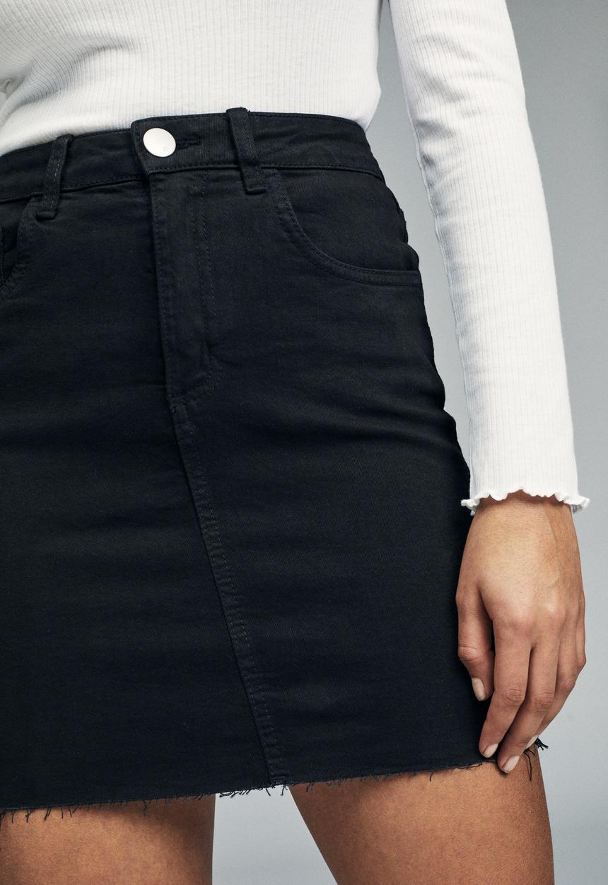 Cotton On - Classic stretch denim mini skirt - black