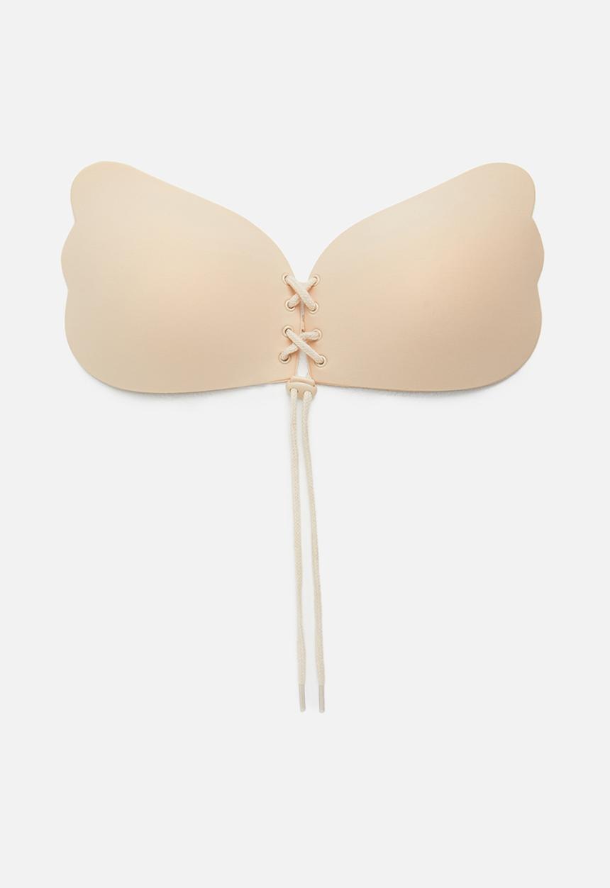 Missguided - Lace up push up stick on bra - neutral
