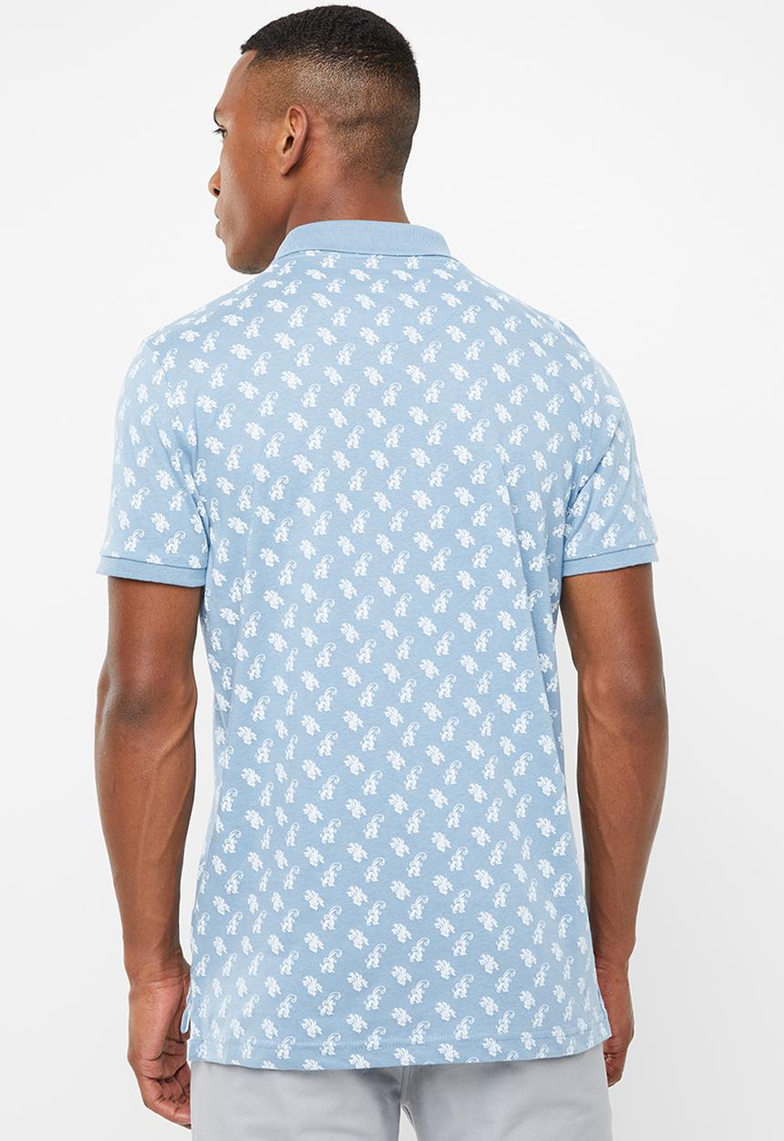 Brave Soul - Radial short sleeve polo - blue & white 
