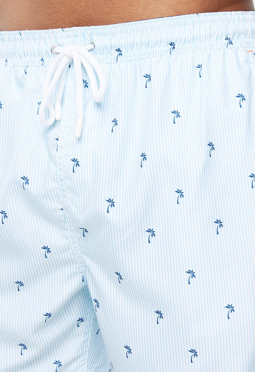 Brave Soul - Capri palm print swim shorts - blue