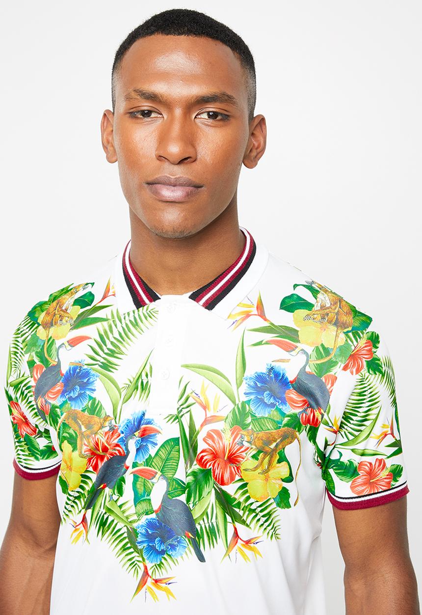 Brave Soul - Toucans short sleeve golfer - multi