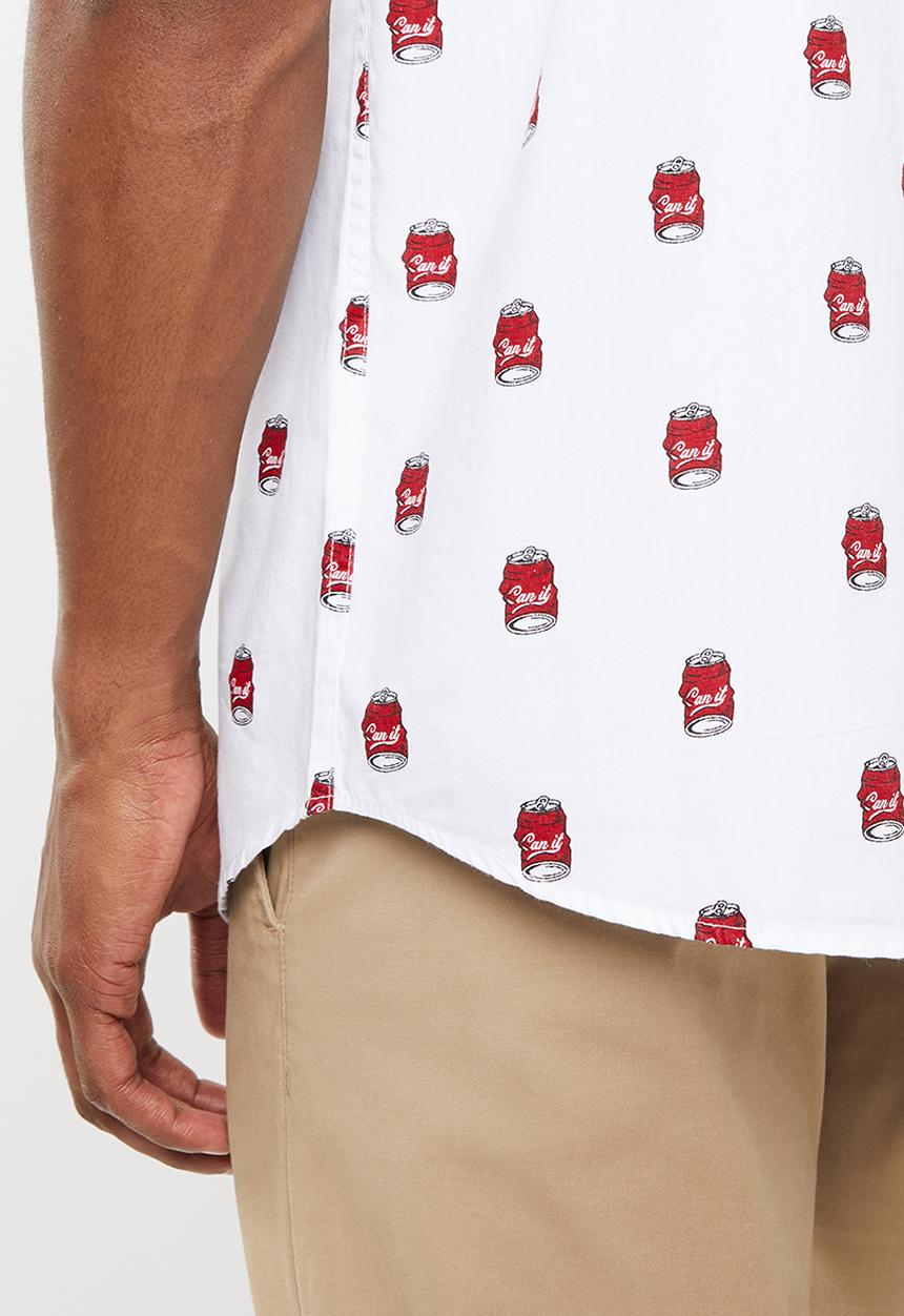 Brave Soul - Can printed short sleeve shirt - white