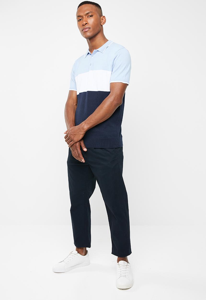 Brave Soul - Kirk short sleeve golfer - Blues/Wht