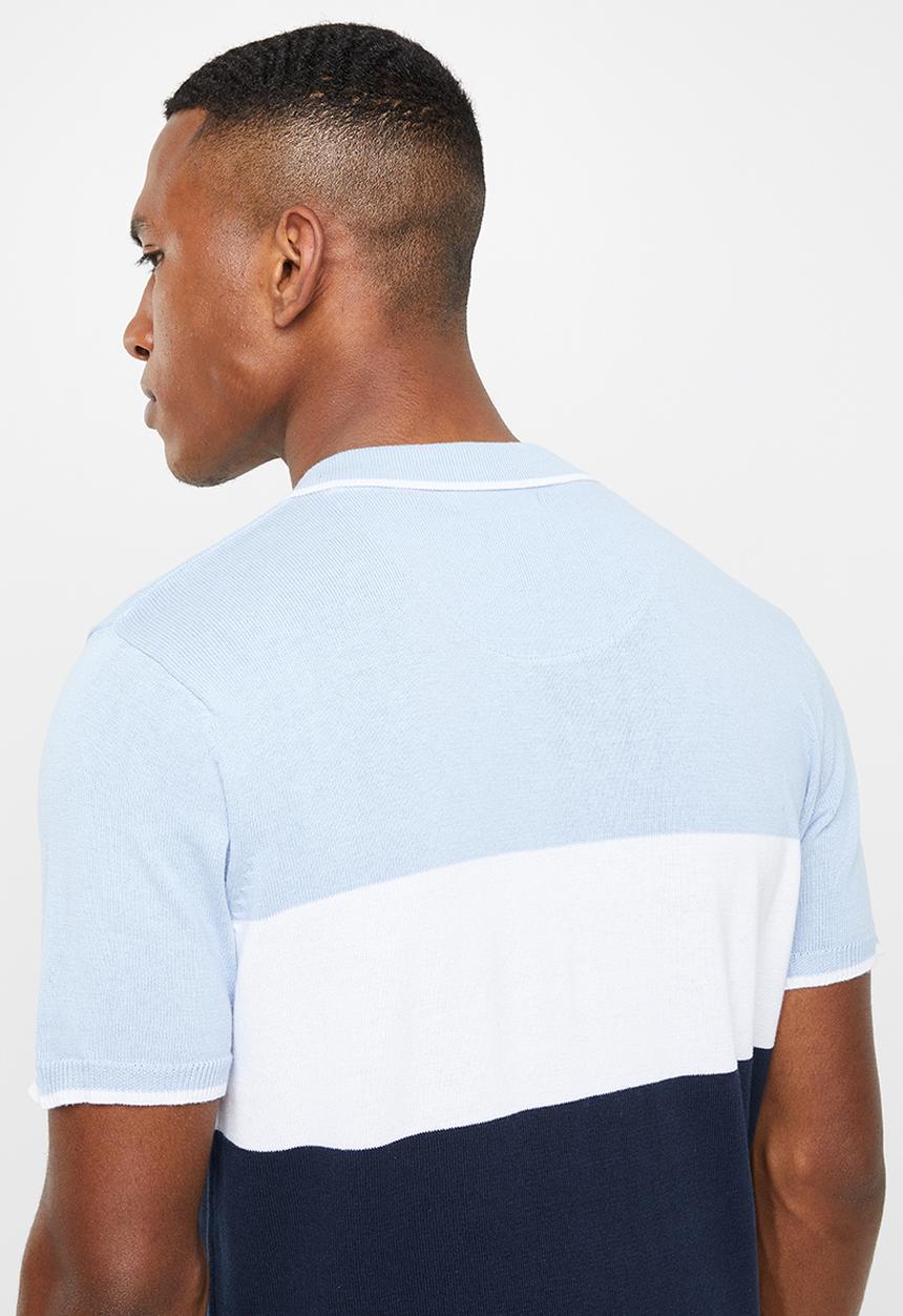 Brave Soul - Kirk short sleeve golfer - Blues/Wht