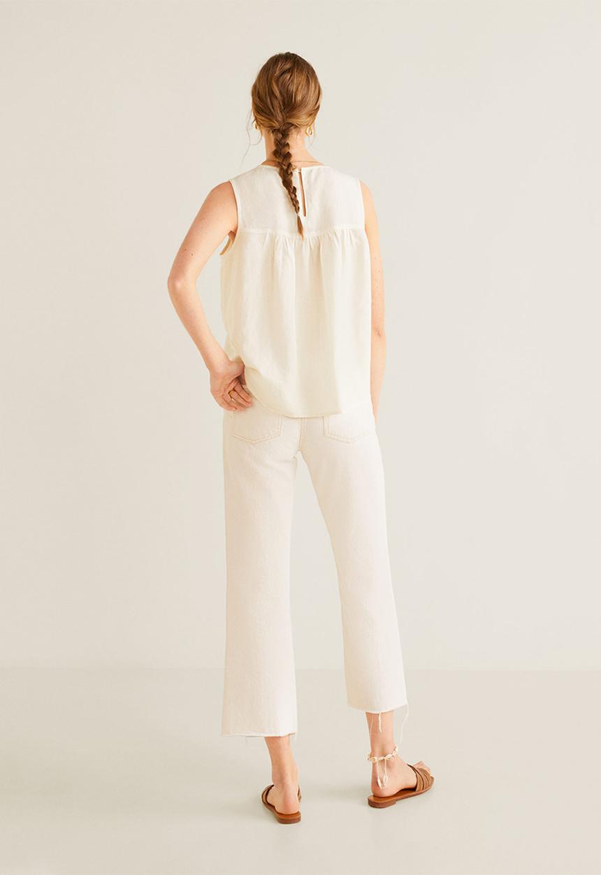 MANGO - Lace detail blouse - off white