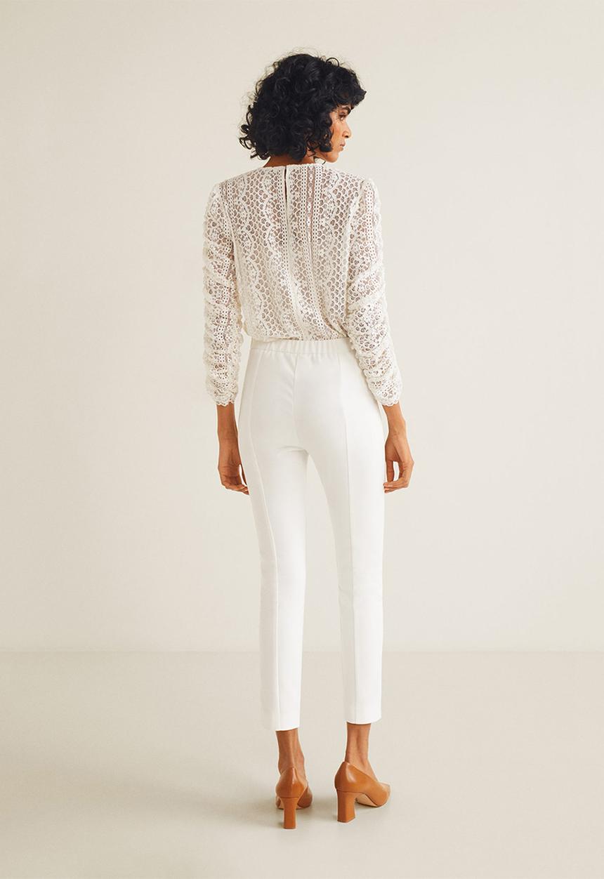MANGO - Decorative seam leggings - white