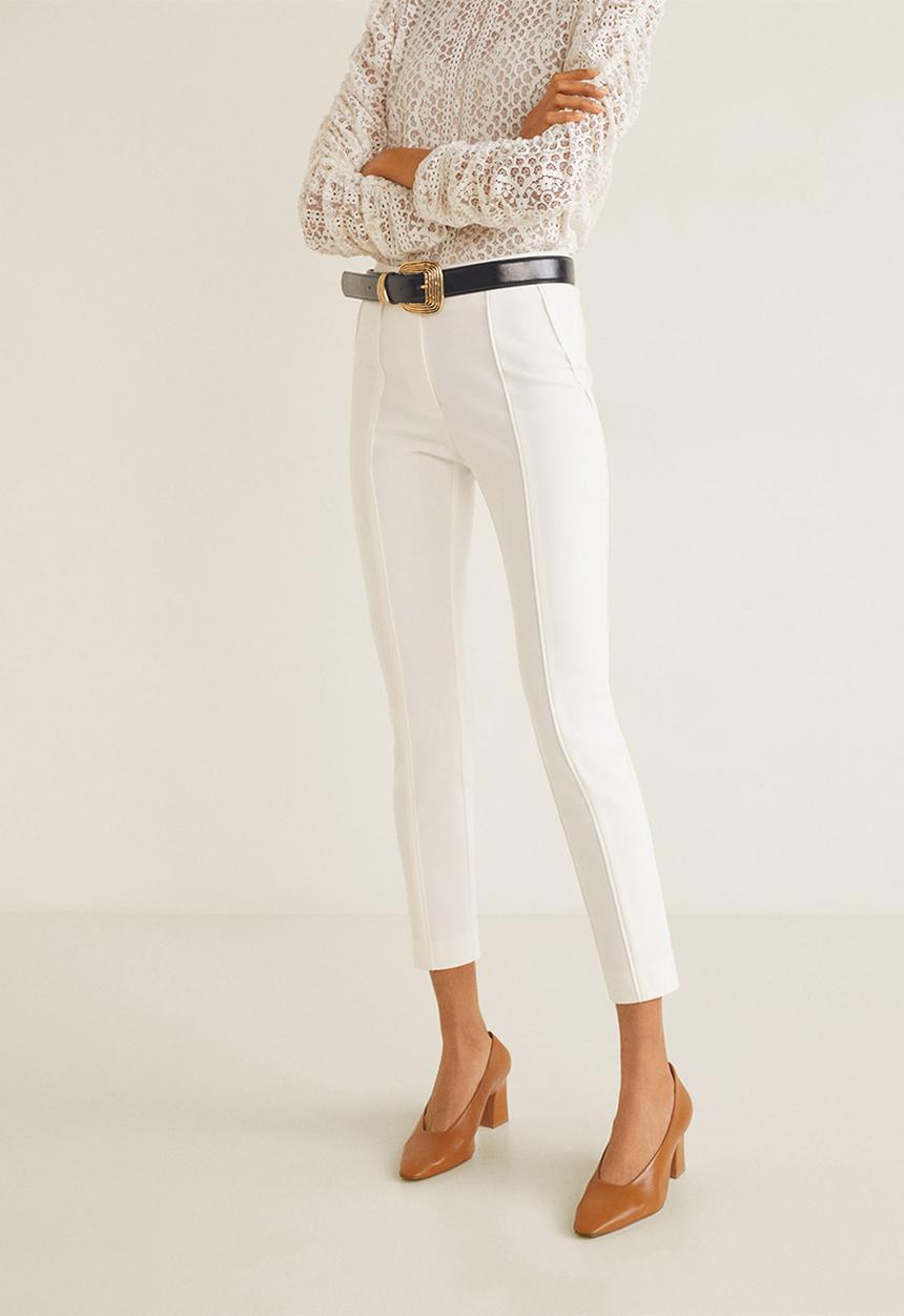 MANGO - Decorative seam leggings - white