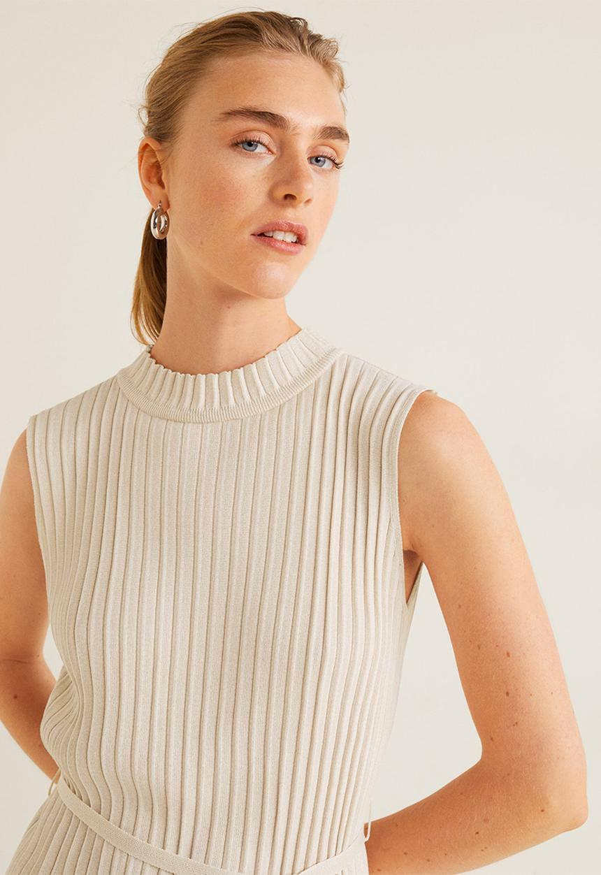 MANGO - High neck top with tie detail - beige
