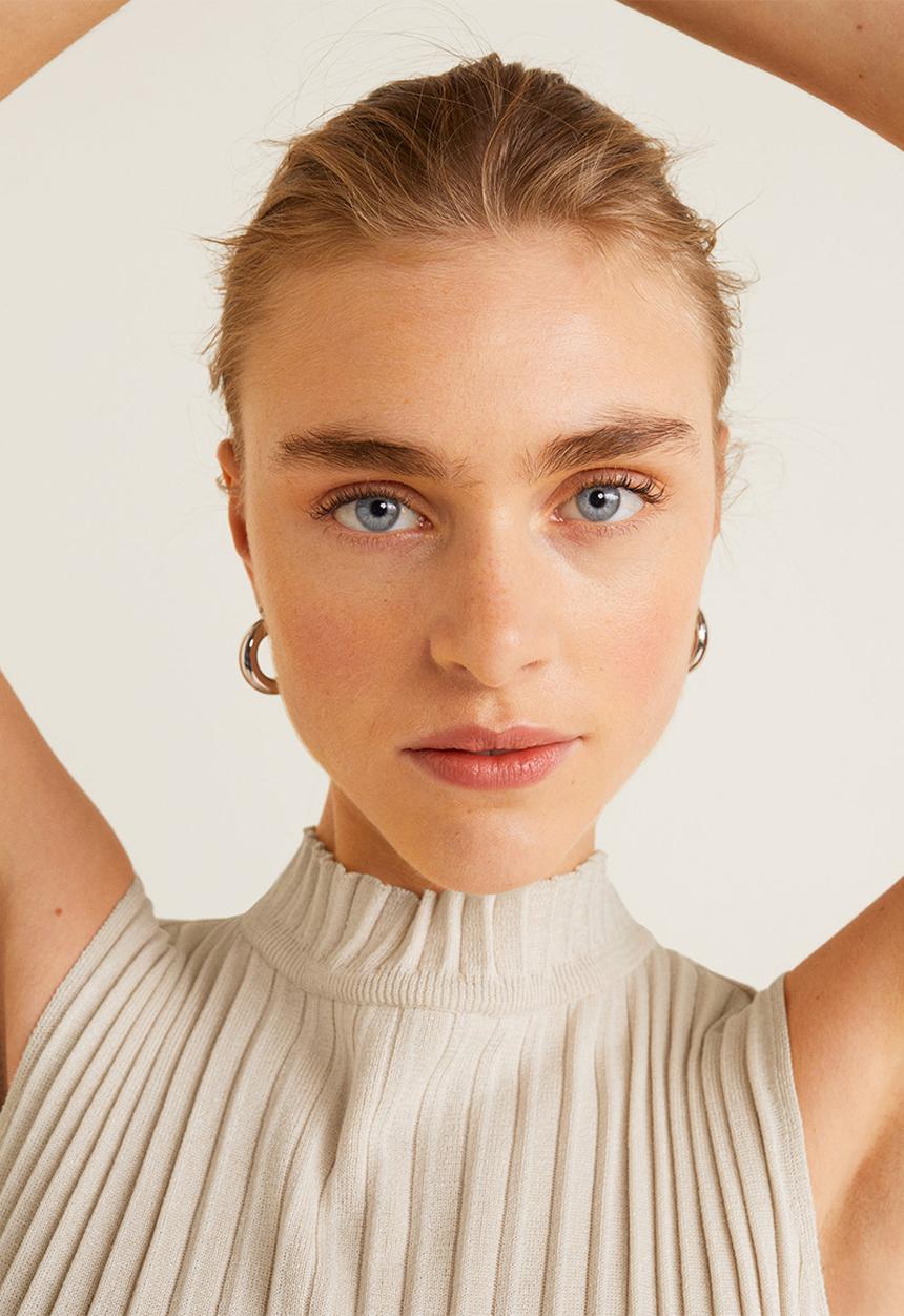MANGO - High neck top with tie detail - beige