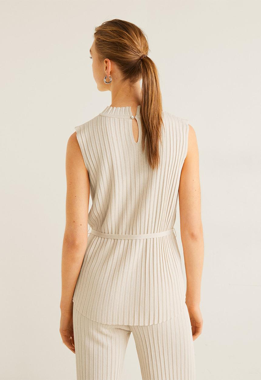 MANGO - High neck top with tie detail - beige