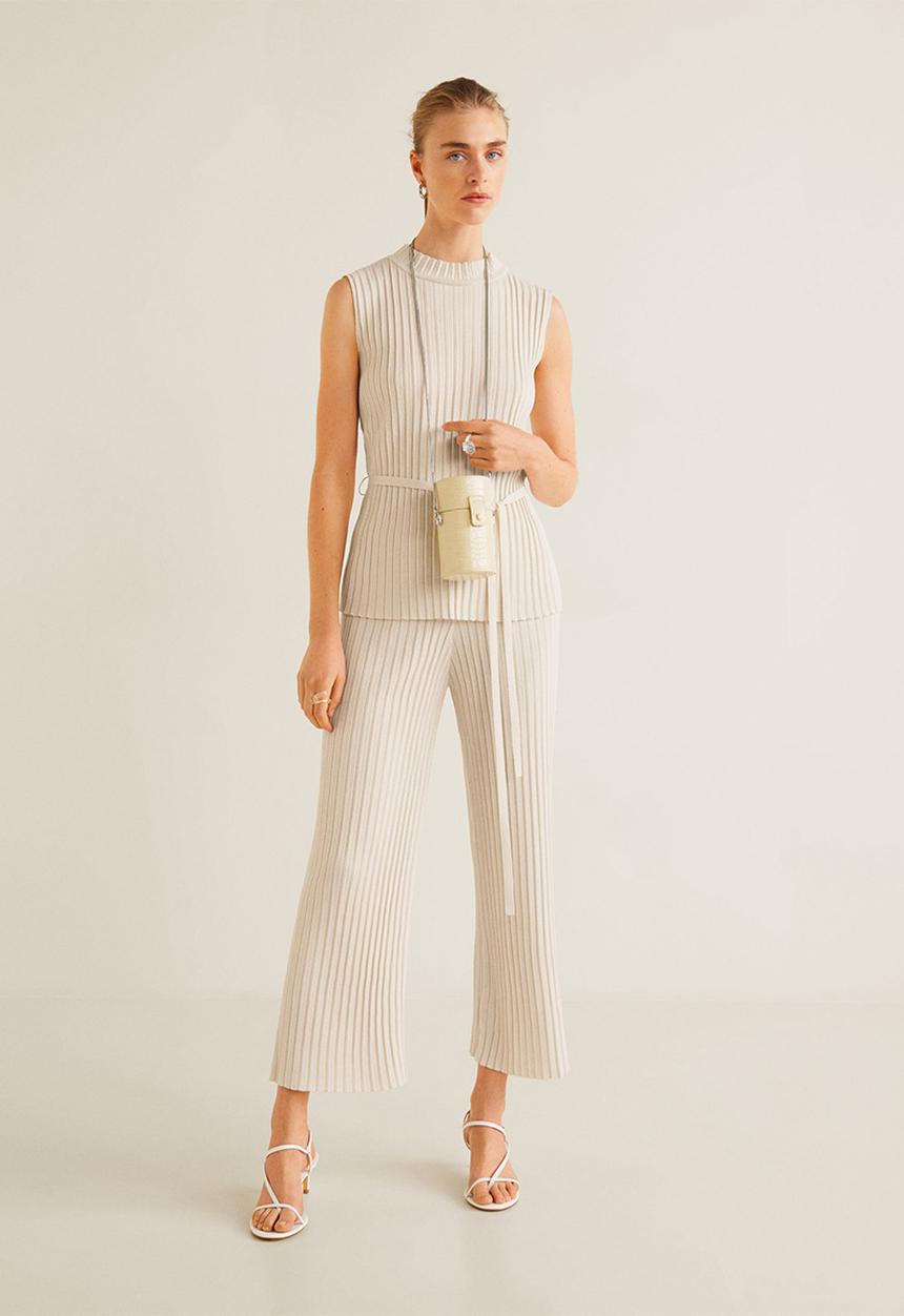 MANGO - High neck top with tie detail - beige