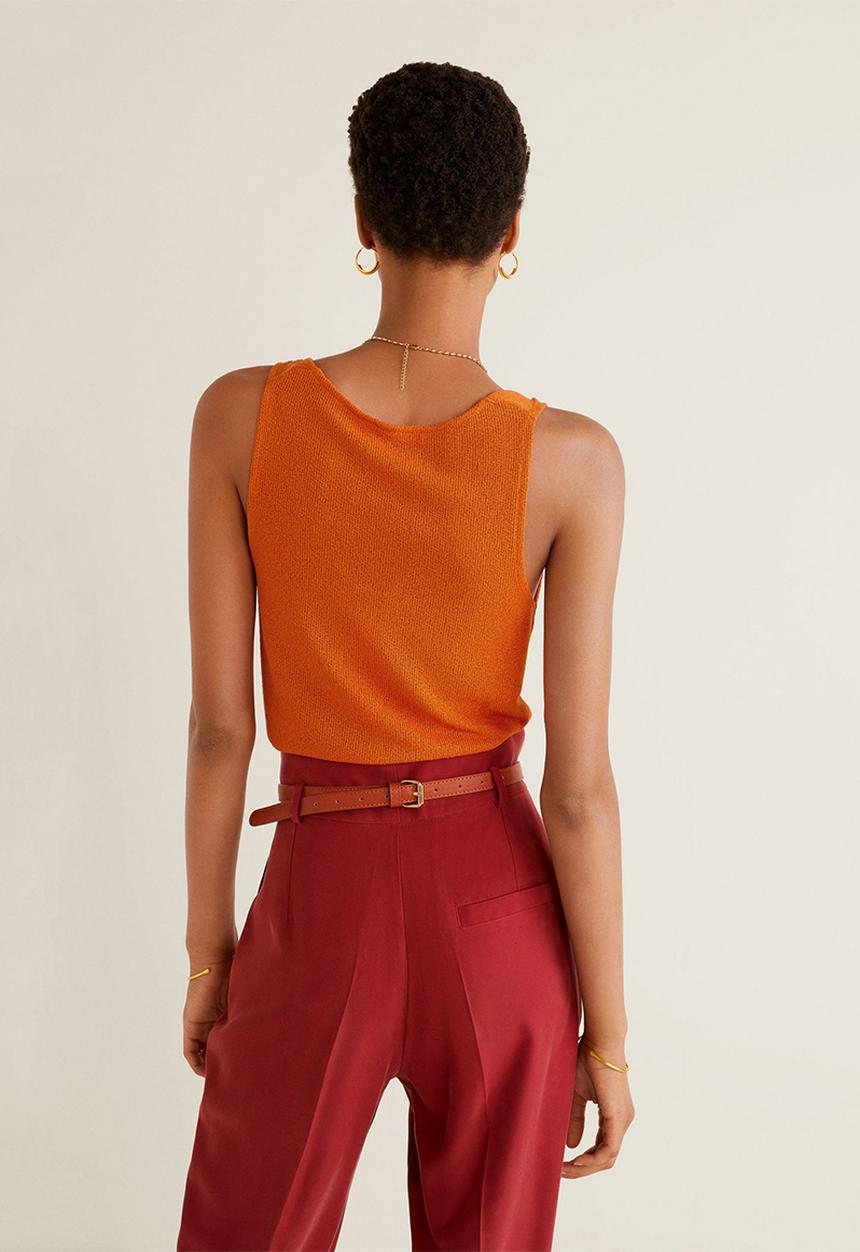 MANGO - Knotted knitted top - orange