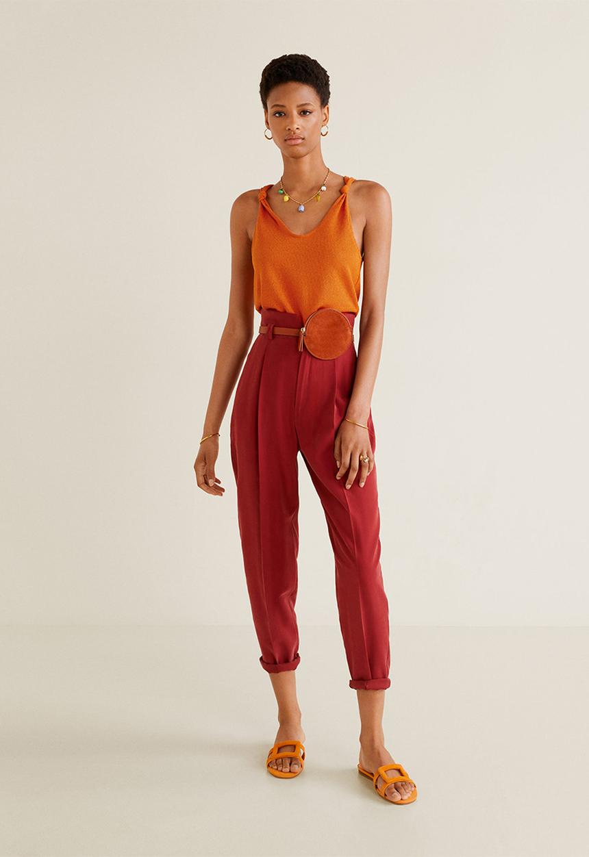 MANGO - Knotted knitted top - orange