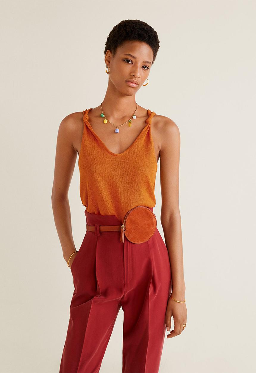 MANGO - Knotted knitted top - orange