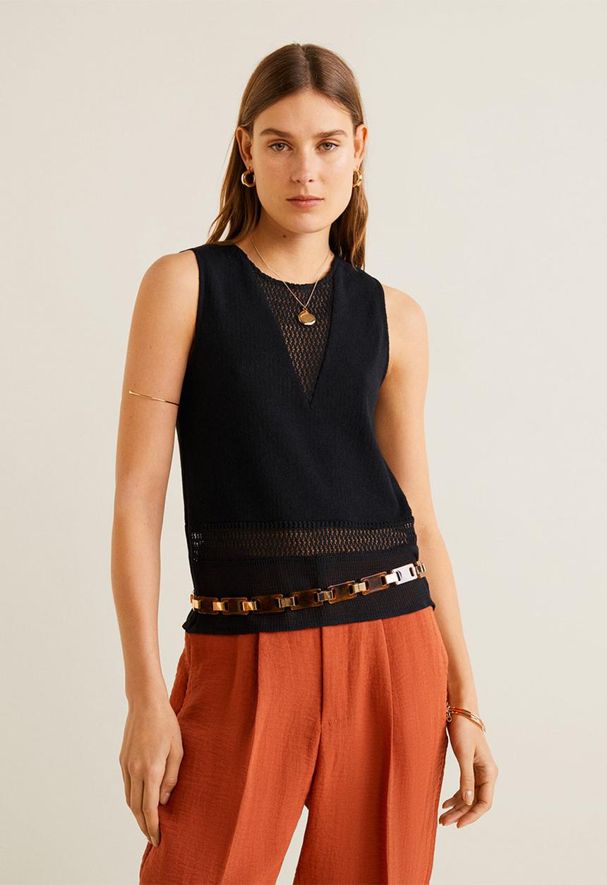 MANGO - Sleeveless knit top - black