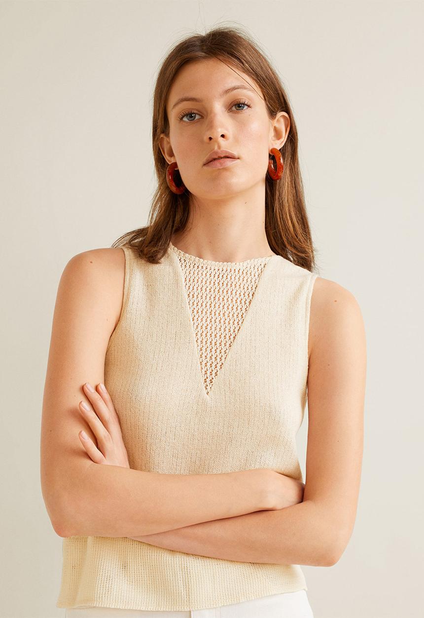 MANGO - Sleeveless knit top - cream 