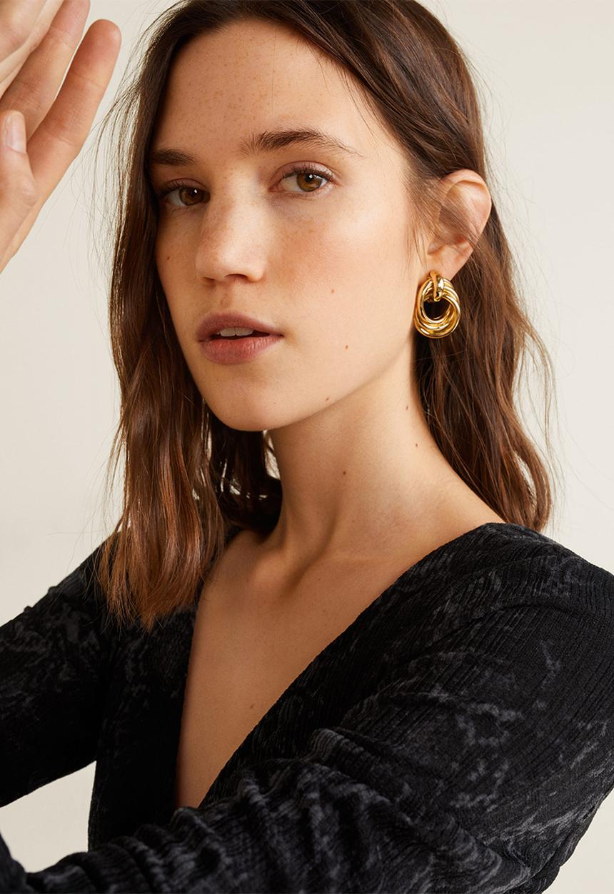 MANGO - Snake print wrap dress - black