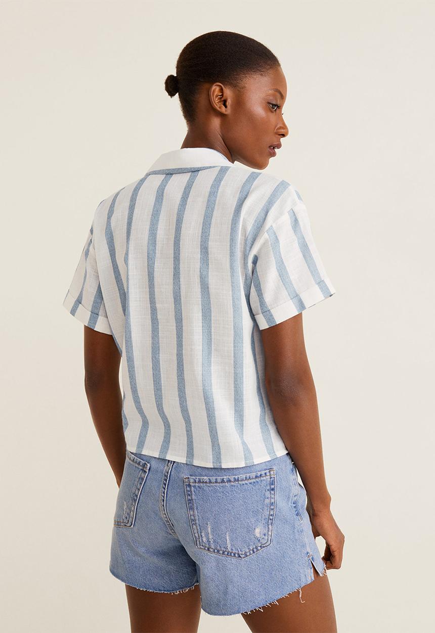 MANGO - Knot detail shirt - blue & white