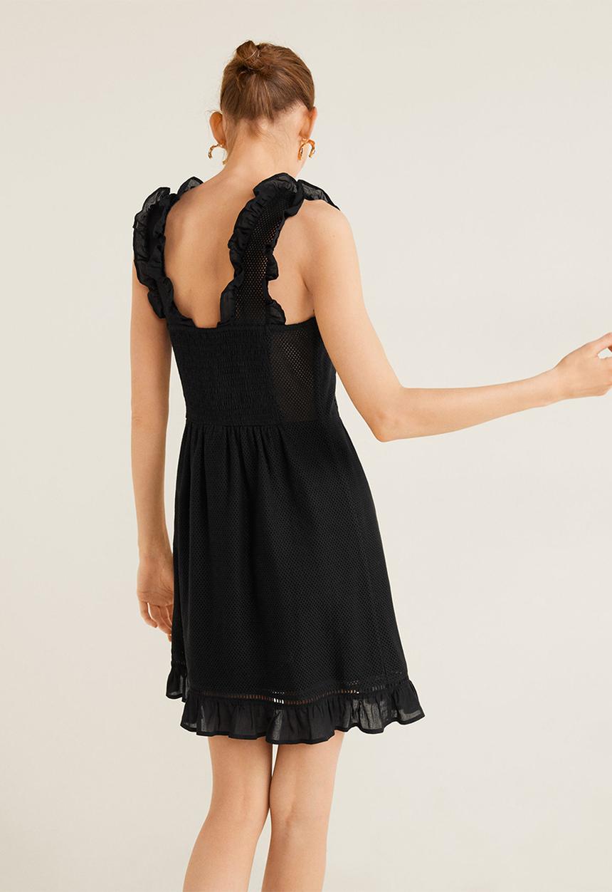 MANGO - Short ruffled dress - black
